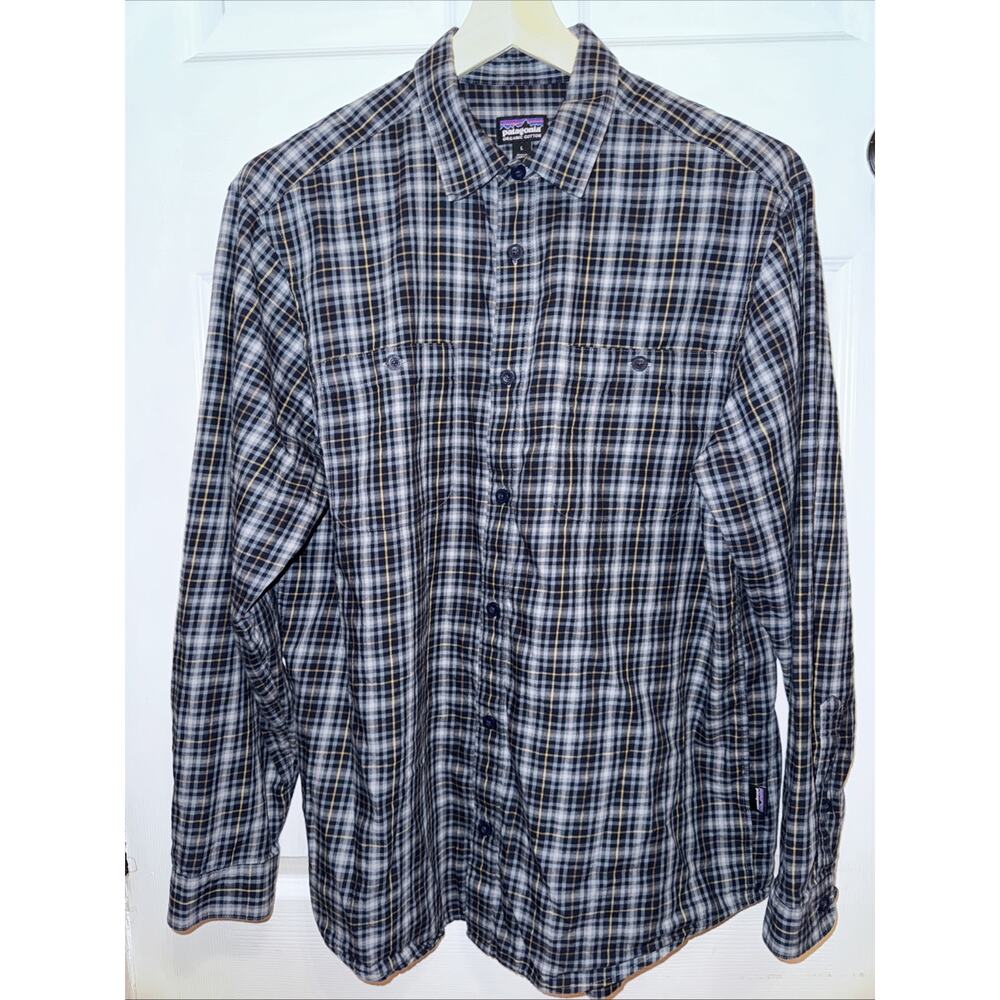 Patagonia Men’s Organic Cotton Plaid‎ Flannel Blue Size L